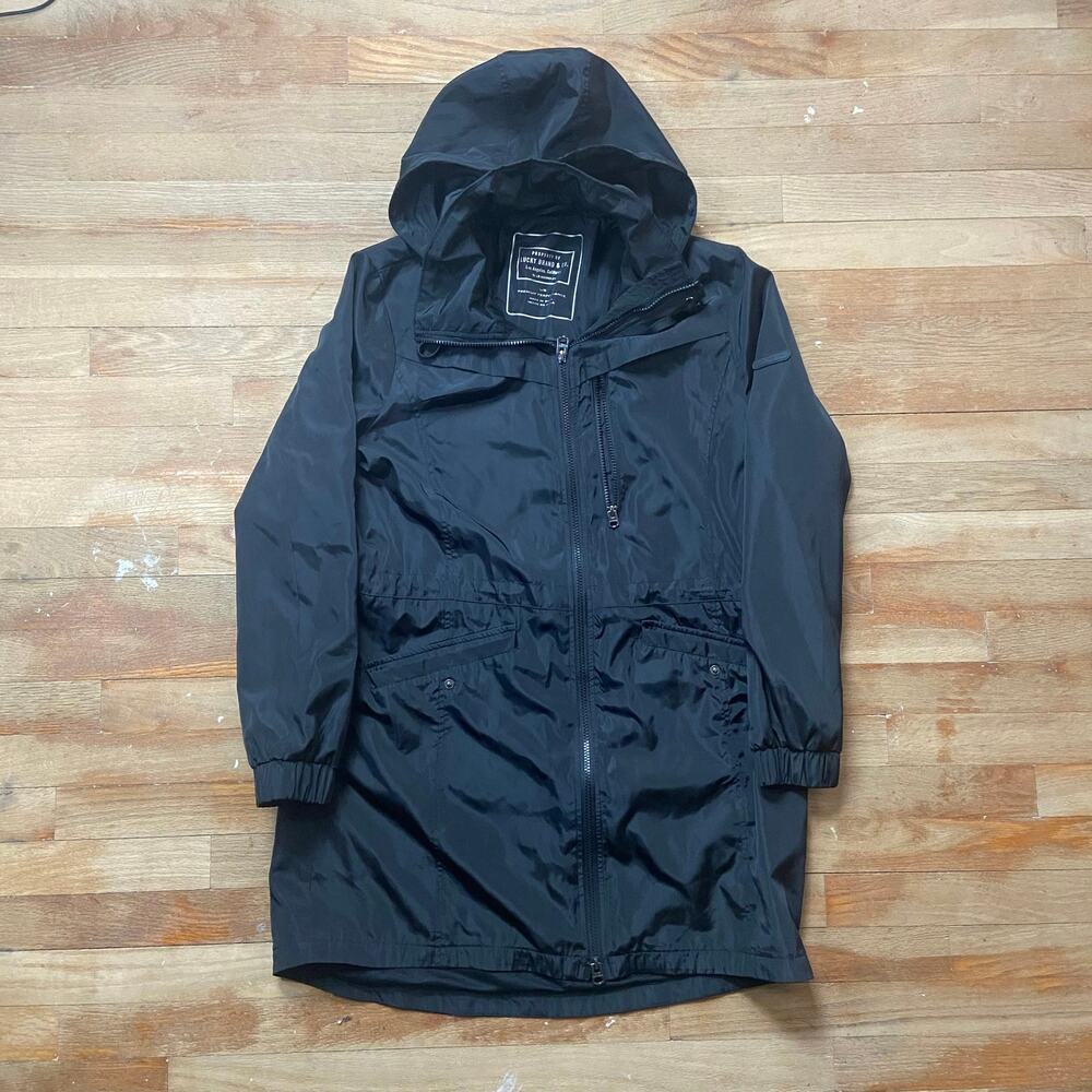 Lucky Brand Women's Black Size Large Windbreaker Water Resistant Rain Jacket